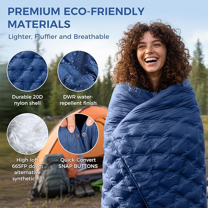 ATEPA Wearable Sleeping Bag Recycled Warm Winter Camping Blanket Wearable Poncho for Outdoor Stadium Sports Women Men