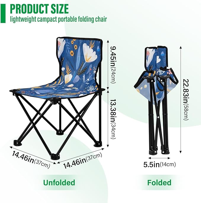 Late Night Plant Portable Camping Chairs Folding Chair - Durable Oxford Fabric Lightweight Iron Frame Easy Fold Design - Ideal for Outdoor Activities Camping Fishing and Travel