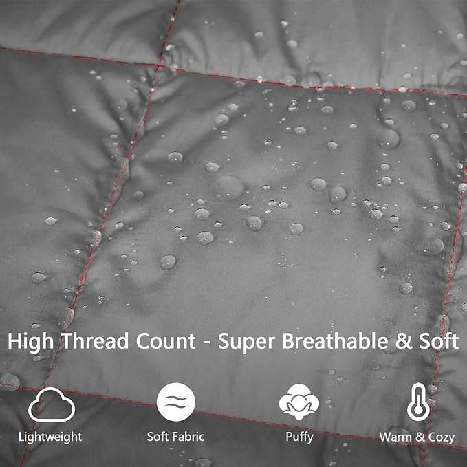 Camping BlanketLightweight Puffy Blanket Packable Down Alternative Throw Blanket Waterproof Windproof for Outdoors Travel Beach Airplane Hiking