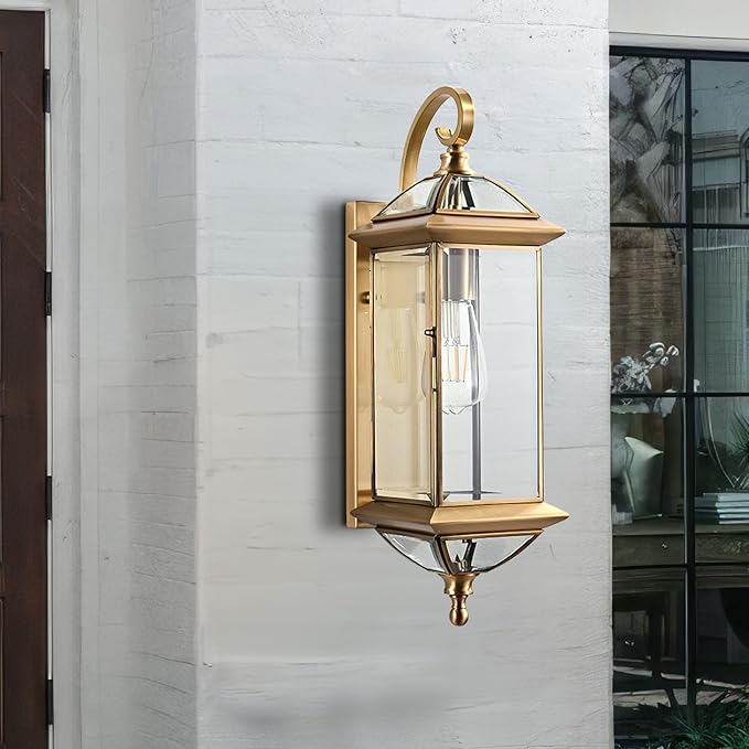 Large Outdoor Wall Lights 20Inch Copper Exterior Light Fixture Waterproof Wall Lantern Oil Rubbed Brass Porch Light Sconces for Porch &amp Patio Garage Entryway