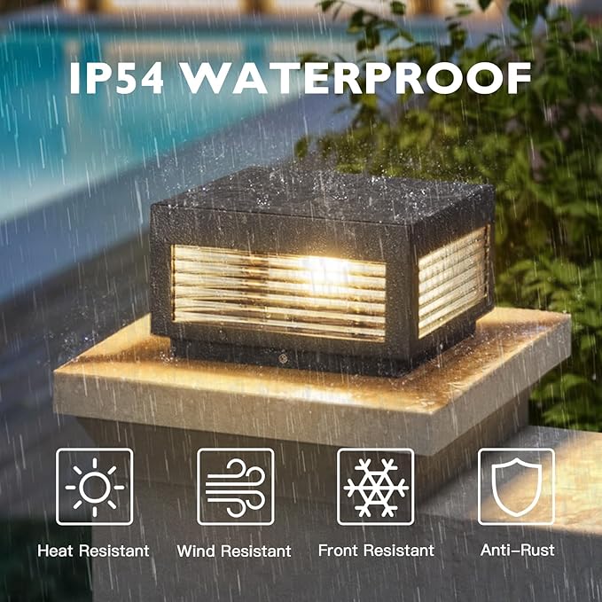 Outdoor Post Lights 9.84 Hard Wired Column Pillar Light Waterproof Modern Lamp Posts AC100-240V LED Square Lantern for Fence Driveway Patio Garden Backyard