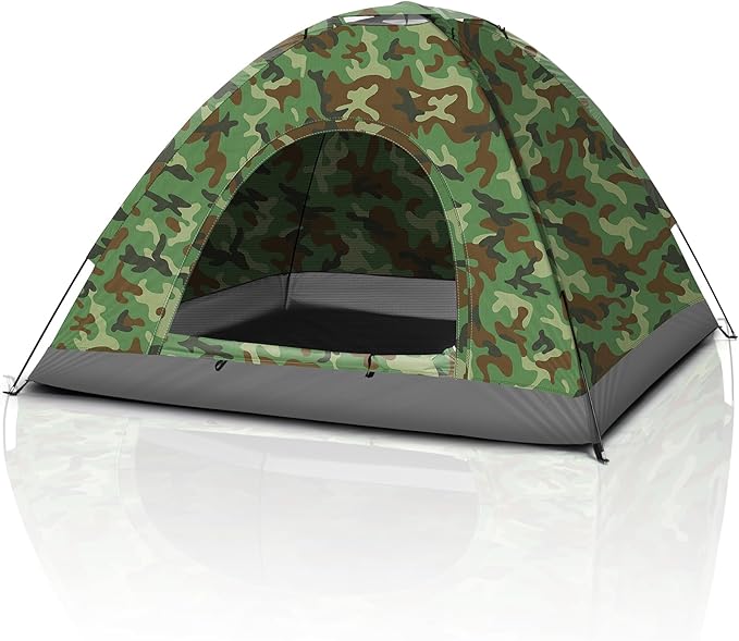 VINGLI Camouflage Camping Tent Portable Dome Tent for 3/4 Person with 78L”x 78W”x 53H”Waterproof Nylon Oxford for Hiking Climbing Camping Backpacking