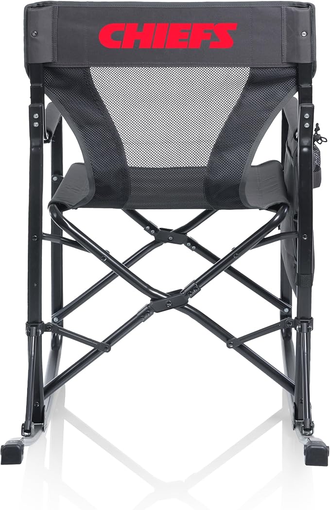 Picnic TIME NFL Woodland Rocking Camping Chair with Storage Caddy Camp Chair for Adults