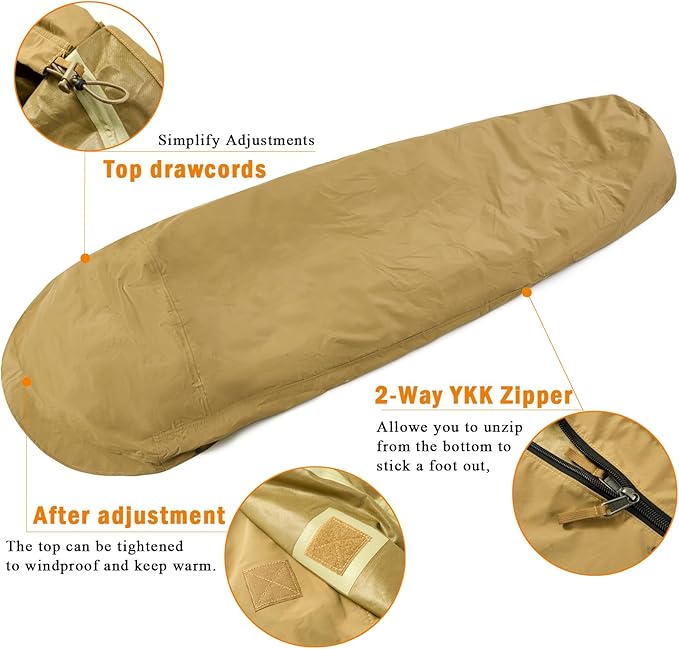 MT Army Military Modular Sleeping Bags System Multi Layered with Bivy Cover for All Season Woodland/Multicam