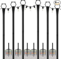 6 Pack String Light Poles for Outside 10Ft Light Poles for Outdoor String Lights Adjustable Outdoor String Light Poles with ForkMetal Fence Post for PatioBackyardDeck