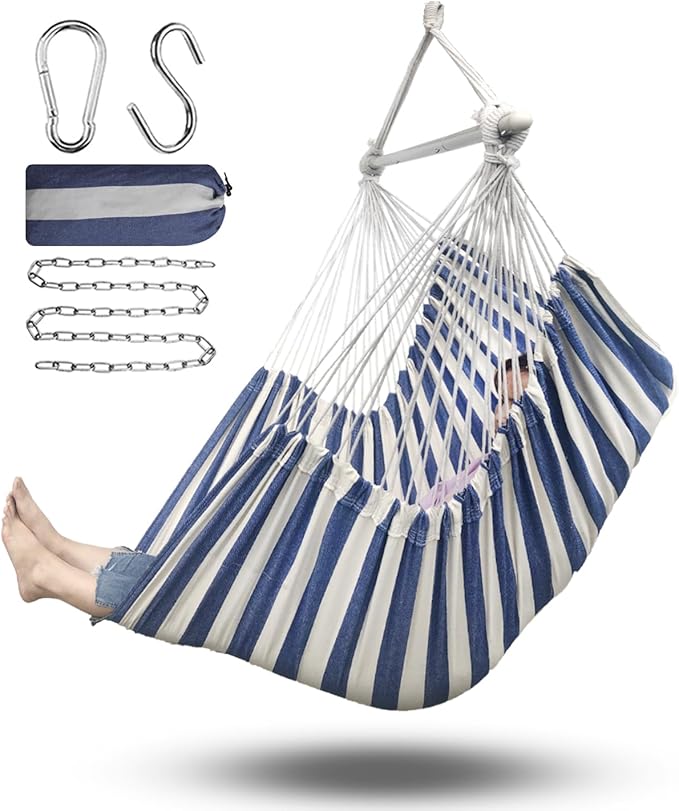 ADVOKAIR Hammock Chair Large 70.9x47.2 32% Bigger XXL Hanging Swing Chair with 500lbs Capacity Heavy Duty Steel Spreader Bar Extra Roomy Comfort for Adult Indoor Outdoor Bedroom Patio