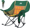 ABORON Oversized Rocking Camping Chair for Adults Fully Padded Folding Outdoor Lawn Chair with Side Pocket Portable Recliner Chair for Camp Patio Backyard Supports 400 lbs