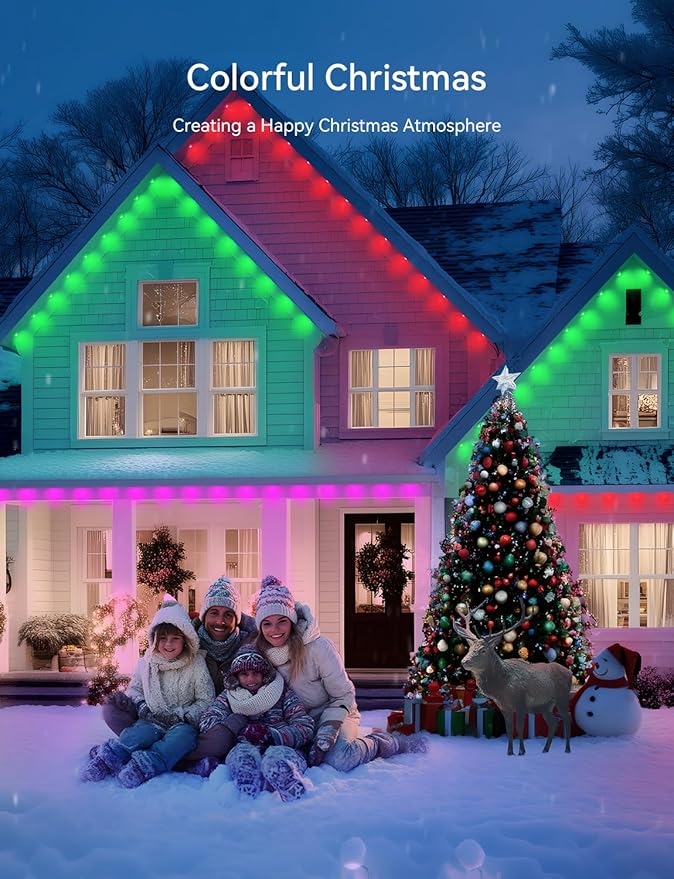 Permanent Outdoor Lights for House -Eaves Lights 50FT with 25 IC+RGBCW LED IP67 Waterproof Smart Outside LED Christmas Light with App/Remote Eternity Lighting for Holiday/Daily