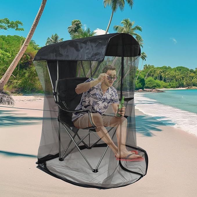 Camping Chair Shade Canopy Wonmondmony Pop-Up Sun Cover with Fine Mesh Waterproof and UV Protection for Fishing Garden Patio (Poles Not Included)