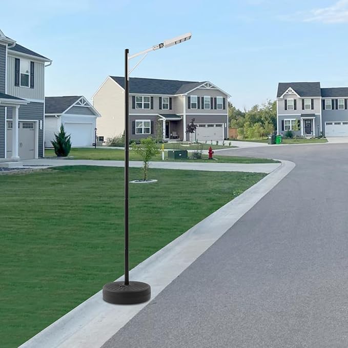 Street Light Pole 8.5FT 48mm Split Street Lamp Post for Outdoor Street Courtyard Parking Lot Moveable Lighting Post Fixtures with Stable Base Patio Lighting Poles