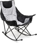 SUNNYFEEL Oversized Rocking Camping Chair Fully Padded Patio Chair with Side Pocket High Back Portable Lawn Recliner with Headrest Outdoor Camp Rocker Chairs for Adults Heavy Duty 500 LBS Carry Bag
