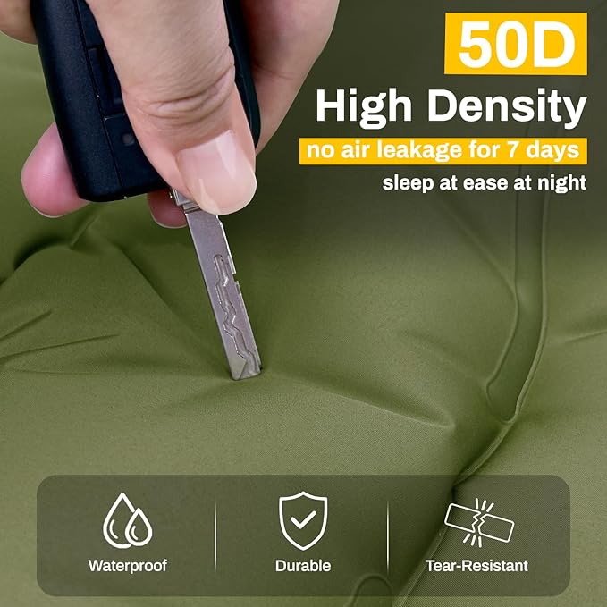 Camping Sleeping Pad Extra Thick 6 Inch Inflatable Camping Mat with Pillow Built-in Foot Pump Sleeping Pad for Camping Ultralight Self Inflating Campings Pad for Tent Backpacking Hiking Camp Gear