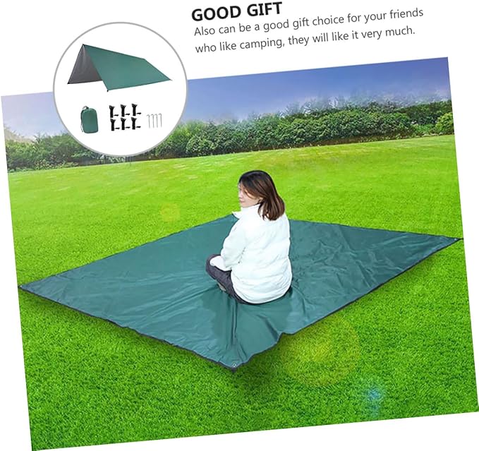Waterproof Outdoor Camping Tent Single Layer Square Canopy Tent UV Protection 4-Corner Design for Backpacking Hiking and Travel