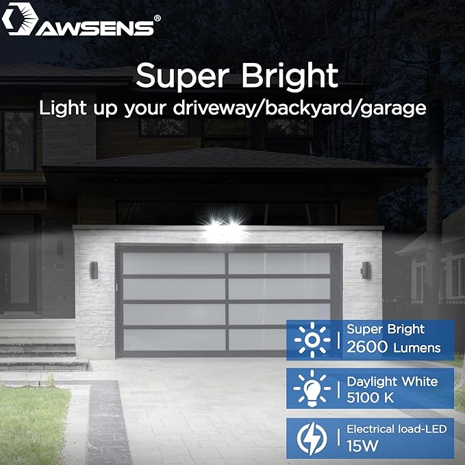40W LED Security Lights Motion Sensor Light Outdoor 180 Degree 4000 LM Motion Security Light 5000 K ETL Water Resistant Clear 2 Head Motion Detector Flood Light for Garage Yard (Black)