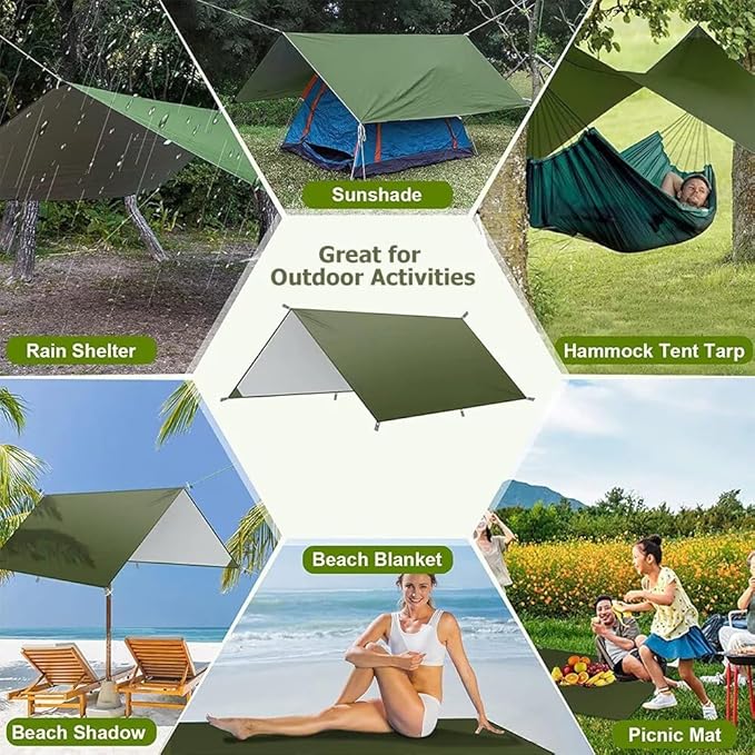 Tent Footprint KANCOKIT PU 3000 Waterproof Tent Ground Cloth Extra Large Size for 3-8 Person Family Camping Tents Ground Sheet Mat with 6 Tent Stakes for Camping Hiking Picnic Backpacking (6 x 7 FT)