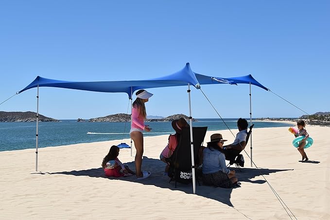 Beach Canopy Tent Sun Shade 8.5x9 FT – UPF50+ Portable 4-Post Beach Tent Canopy with Easy Setup &amp Carry Bag – Outdoor Sun Shelter for Camping Backyard Picnic &amp Travel