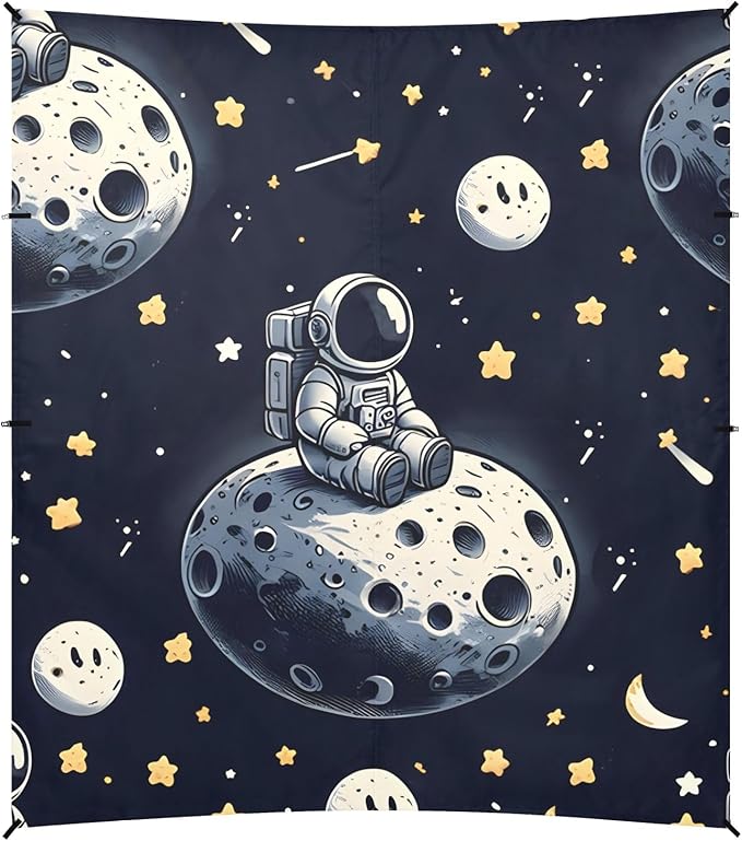 Lonely Astronaut on The Moon Camping Sun Shelter Beach Tent Portable Beach Sun Shade Outdoor Canopy for Camping Trips Fishing Picnic