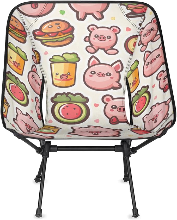 Honeybaby Folding Camping Chair Cartoon Pig Camping Chairs Lightweight Portable Chair Outdoor Foldable Chairs for Camping Travel Picnic Beach Hiking