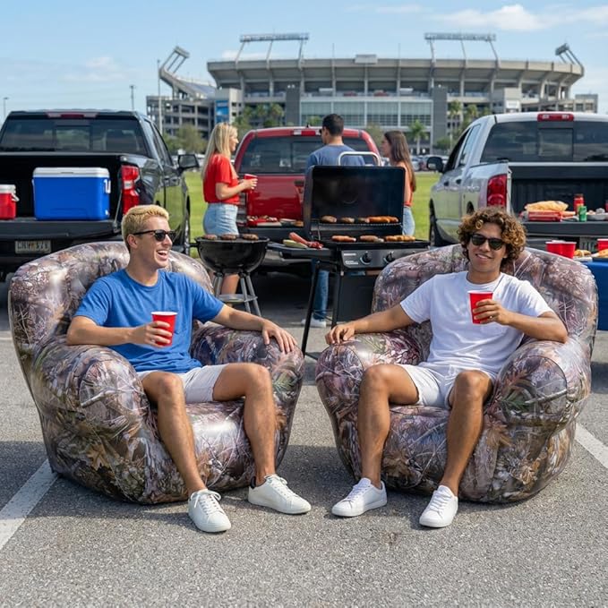 Air Candy Realtree® Camo Inflatable Outdoor Armchair – Heavy-Duty Puncture-Resistant Bottom – Ultra-Comfortable Camping Tailgating &amp Outdoor Lounge Chair – Supports 250 lbs – Portable &amp Easy