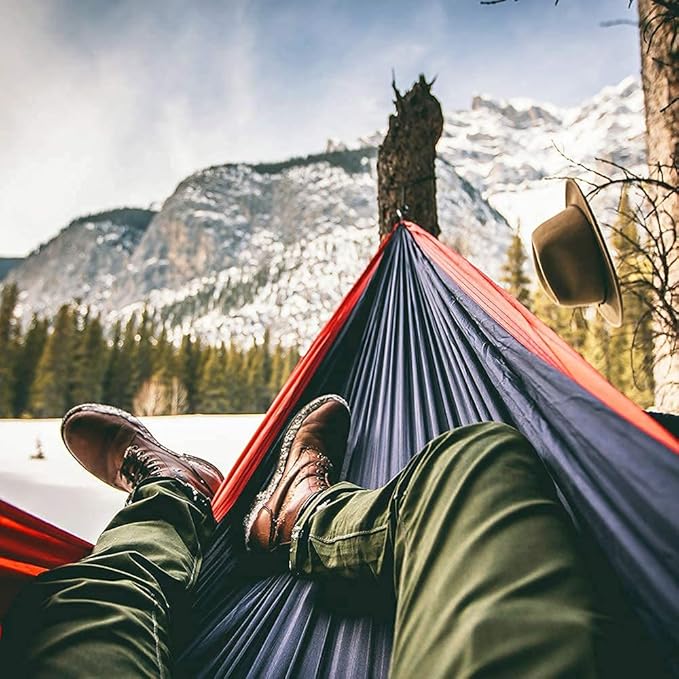 Pro Venture Camping Hammock 500 lb Capacity – Portable Double Hammock with Tree-Friendly Straps and Carabiners Lightweight for Backpacking Hiking Travel Beach Backyard