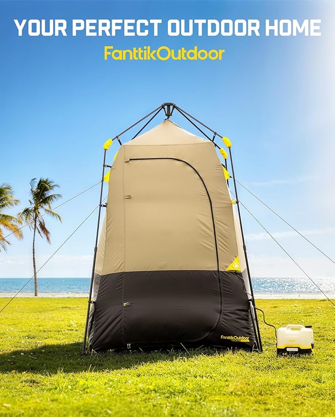 FanttikOutdoor Zeta A1 Pro Shower Tent 1 Rooms Portable Privacy Shelter for Shower &amp Dressing Instant Setup in 60 Seconds with Rainfly &amp Windproof Ideal for Camping &amp Hiking Fishing B