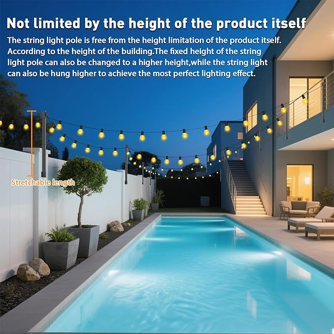AILBTON 8 Pack 2.8Ft String Light PolesLight Poles for Outside String LightsOutdoor Light Poles with Fence BracketMetal Pole Stand for PatioBackyardDeck
