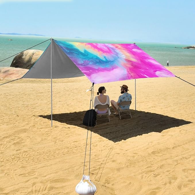 Color Tie-dye RainbowCamping Sun Shelters 9.2 x 10.5 FT Beach Canopy Tent Sun Shade with Carrying Bag for Camping Trips Fishing Backyard Fun or Picnics 21341528