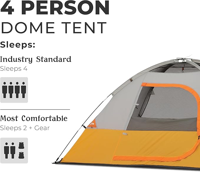 CORE Tent for Family Camping Hiking and Backpacking | 3 Person / 4 Person / 6 Person / 9 Person Person Dome Camp Tents with Included Tent Gear Loft for Outdoor Accessories