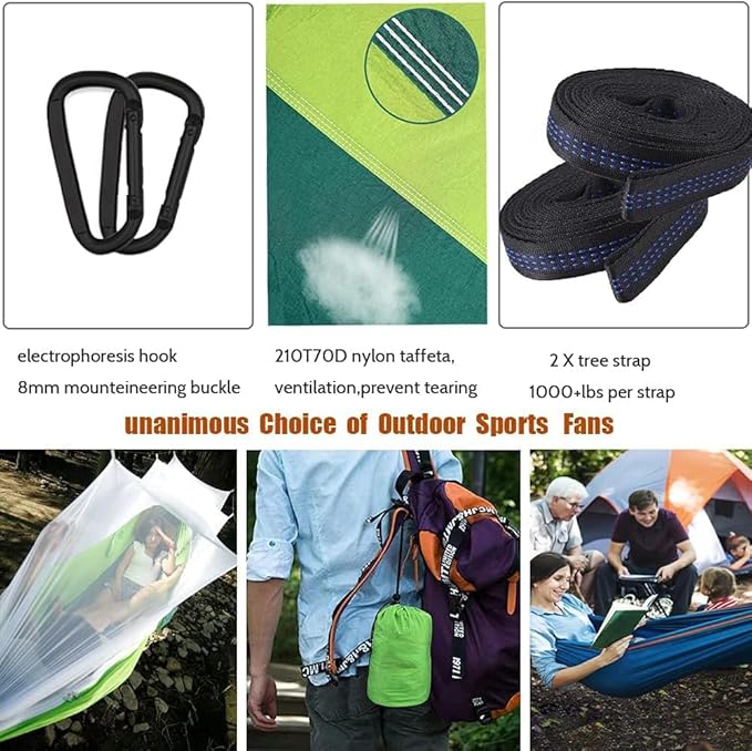 Camping Hammock with Mosquito Net - Portable Travel Hammock Bug Net - Camping Equipment - Hammock Tent for Outdoor Hiking Campin Backpacking Travel