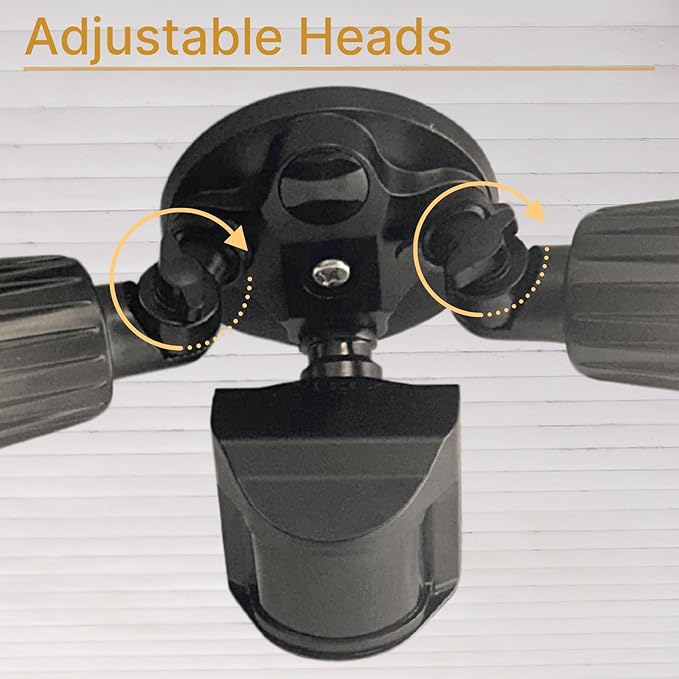 LED Black Motion Sensor 2-Light Bullet Flood Light- 3000K Adjustable Dual Head Outdoor Security Light Dusk to Dawn Waterproof Hardwired Spotlight for Yard Patio Garage Landscape