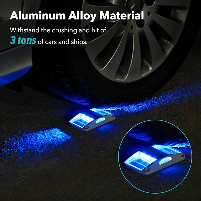 AGPTEK Solar Driveway Lights 4 Pack Solar Deck Lights Outdoor Dock Marine Lights LED Dock Lights Solar Powered Waterproof Driveway Marker Lights for Warning Step Sidewalk Pathway Garden Yard