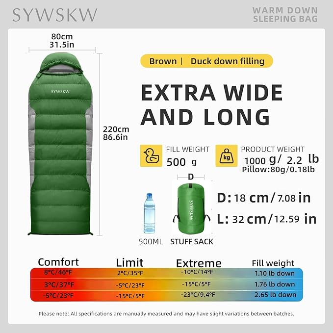 Ultralight Down Sleeping Bag with Pillow 15F 32F 45F Sleeping Bag for WomenMenYouth BackpackingHiking and Camping Outdoor with YKK Two-Way Zipper 680 FP Down