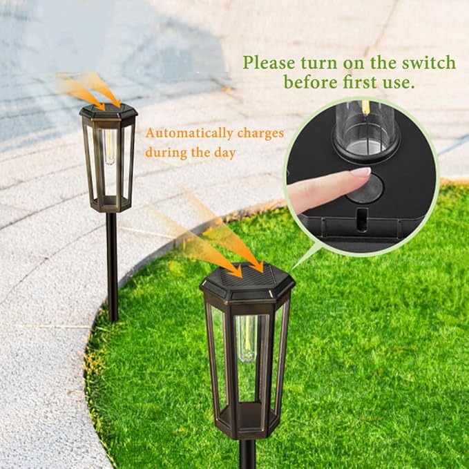 2 Pack Solar Pathway Lights Outdoor Waterproof (IP65) with 2-in-1 Lighting Modes Warm White LED for Yard Lawn Garden Patio &amp Landscape