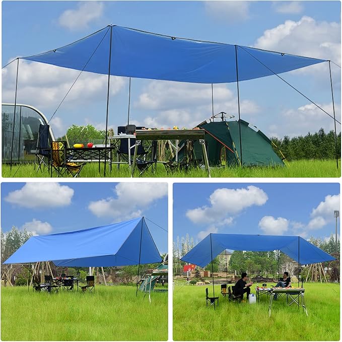 Wind Tour Portable Multifunctional Tent Footprint Traveling Awning Backpacking Rain Fly Tarp Waterproof Shelter Outdoor Camping Tarp Sun Shelter for Hiking Beach (177236 in)