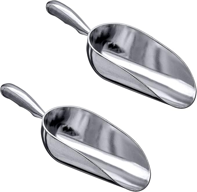 Amazing Abby - Elsa - 12-Ounce Aluminum Ice Scoops (Set of 2) Cast Aluminum Utility Scoops Food-Grade Good for Home and Commercial Use NOT Dishwasher-Safe Hand-Wash Recommended