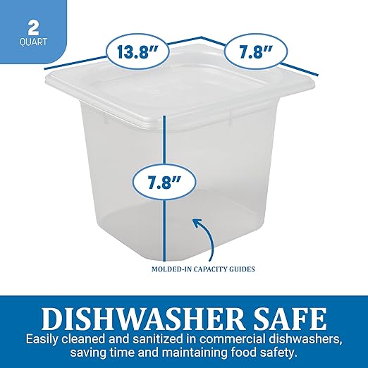 San Jamar Modpans 1/6 Food Pan and Lid for Kitchens and Restaurants Plastic 2 Quarts White