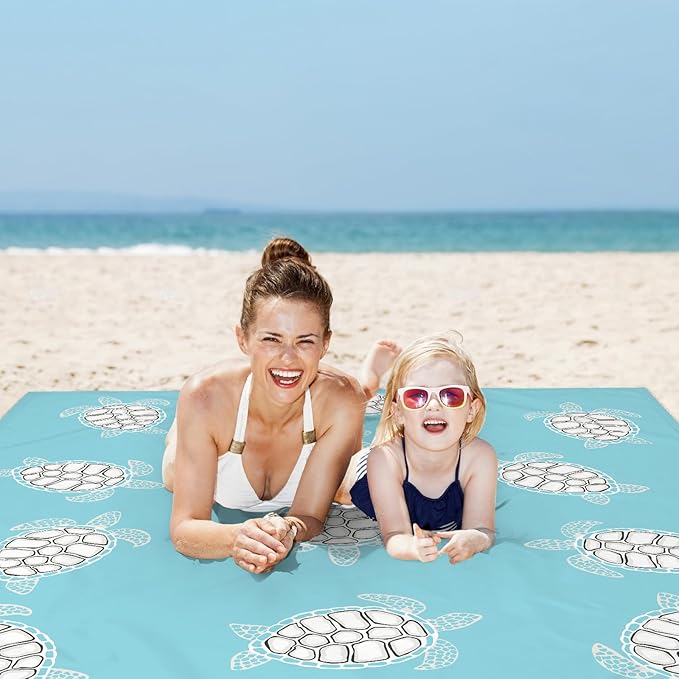 Beach Blanket Sandproof Baby Sea Turtle Beach Mat Sand Free Waterproof Large Picnic Blankets Lightweight Quick Drying &amp Portable Polyester Outdoor Blanket Seaside Essentials Must Have Accesorri