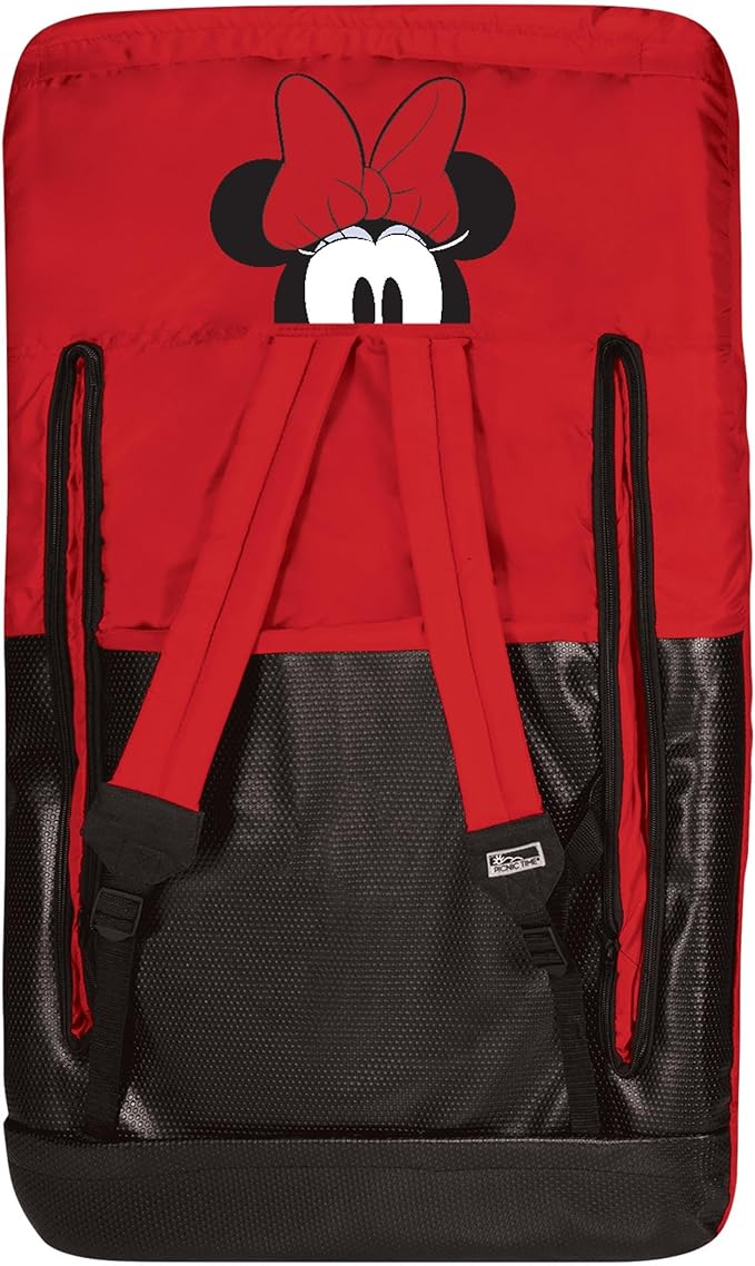 PICNIC TIME Disney Minnie Mouse Ventura Reclining Stadium Seat with Back Support Bleacher Seat Beach Floor Chair (Red) Disney Minnie Mouse - Red 20 x 2 x 32