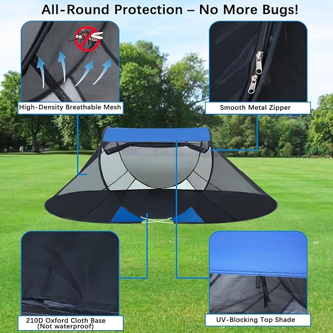 Akiky Pop Up Mosquito Tent for Camping1 Person Camping Tent with Bug Screen TentMosquito Net Foldable Portable for Adults Kids