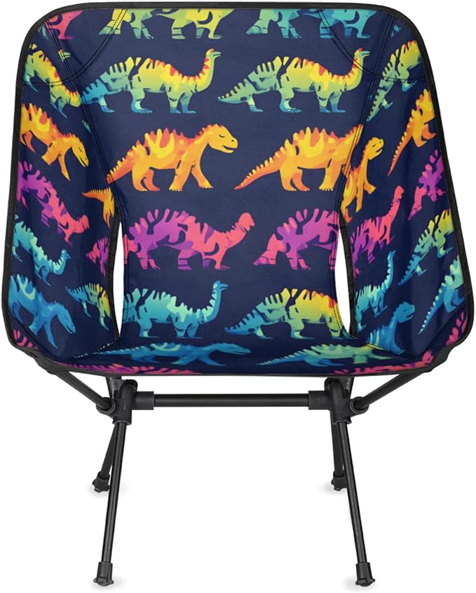Honeybaby Folding Camping Chair Cool Dinosaurs Camping Chairs Lightweight Portable Chair Outdoor Foldable Chairs for Camping Travel Picnic Beach Hiking