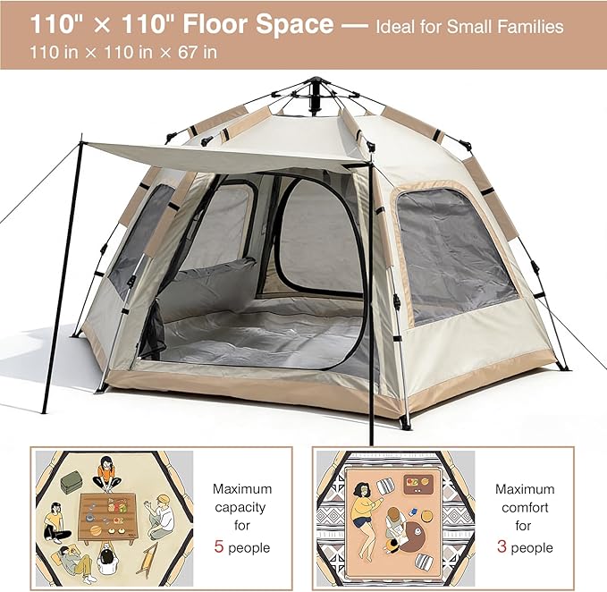 Instant Tent Person - Automatic Pop Up Camping Tent/Silver Coating UV Protection Waterproof Portable for Backpacking &amp Camping with Carring Bag(Easy Setup &amp Fold)