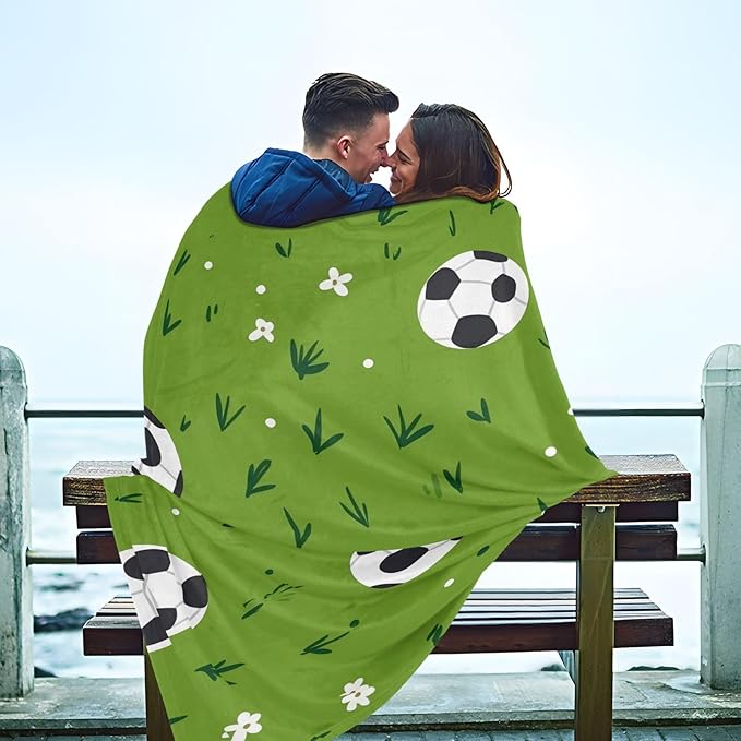 Soft Throws Green Field Football Blankets For Teen Girls 50 x 70 Inch