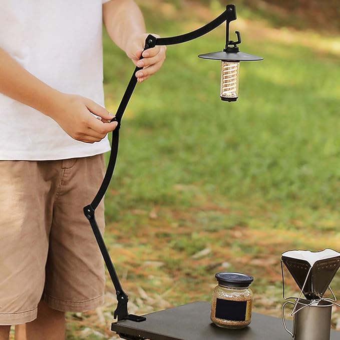 Folding Lamp Stand Outdoor Table Lamp Hanger Rack Portable Desktop Camping Light Stand for Outdoor Camping Hiking