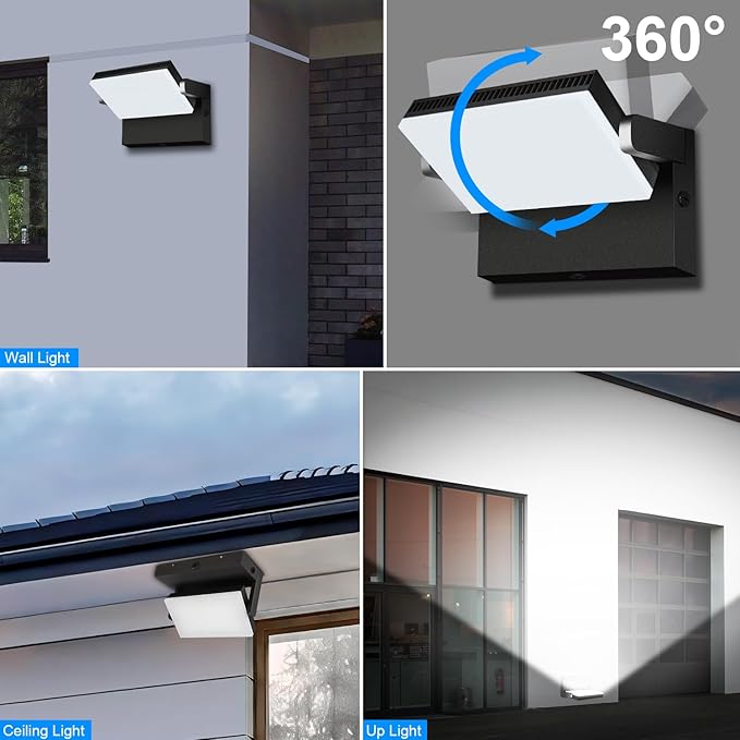 ledmo 150W Outdoor LED Flood Light Switch Control Full 360 Rotation Exterior Wall Pack Lights 21000lm 5000k Modern Security Commercial Wall Mount Fixture for House Shop Barn Warehouse Building