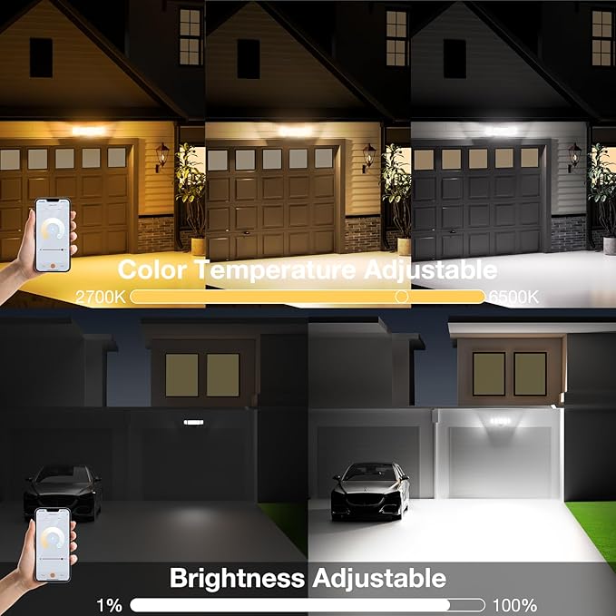 Onforu 120W Smart Flood Light Outdoor 12000LM LED Security Light APP Control WiFi Alexa Flood Lights Outside Floodlight with 5 Adjustable Heads 2700K-6500K Exterior Light Fixture for Yard