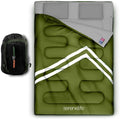SereneLife Double Sleeping Bag with Pillows Waterproof &amp Detachable for 2 Single Bags Lightweight &amp Warm Perfect for Camping Hiking Backpacking and Cold Weather Suitable for Temperature