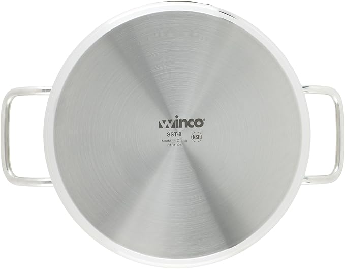 Winco Heavy-Duty Stainless Steel Stock Pot with Cover 8 Quart