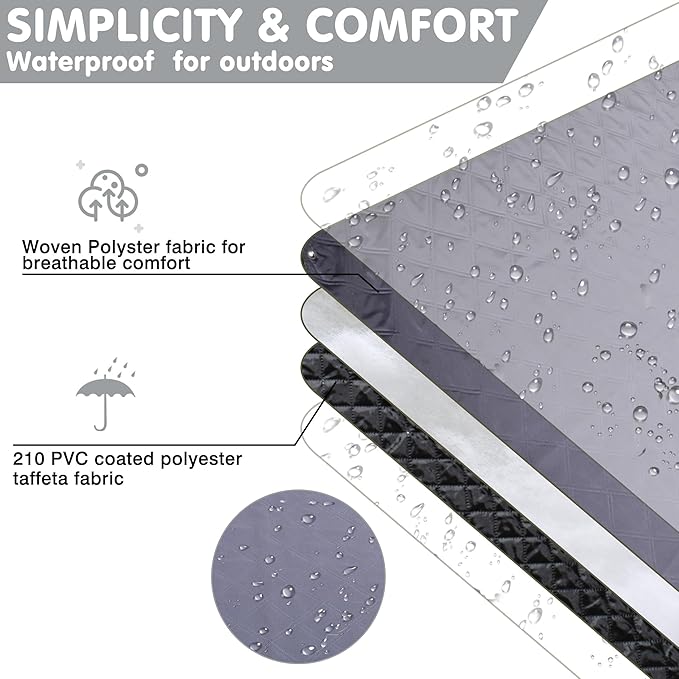 Waterproof Picnic Blanket 80 * 60 in Portable with Carry Strap for Beach Mat or Family Outdoor Camping Party Park Blanket for Grass Park Hiking Travel