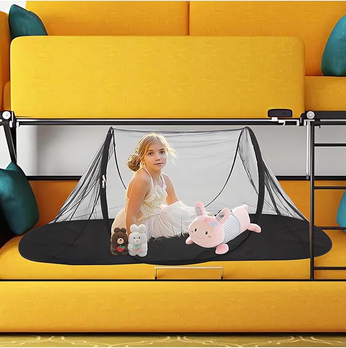 Portable Clear-Top Pop-Up Mosquito Tent with Black Base | Large 78x28x28 Dome for Camping &amp Outdoors | Instant Setup Bug Net
