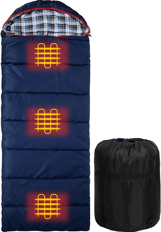 REDCAMP Flannel Sleeping Bag for Adults Comfortable Cotton Sleeping Bags for Camping with Detachable Hood Red/Grey/Blue/Black